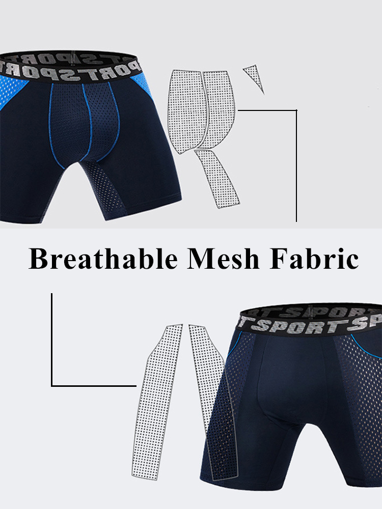 2 Pack Men's Sports Anti-friction Mesh Boxer Briefs | dmunderwear detail image 5