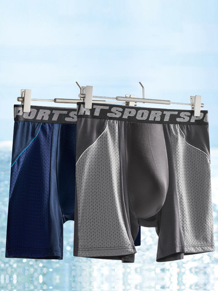 2 Pack Men's Sports Anti-friction Mesh Boxer Briefs | dmunderwear detail image 8