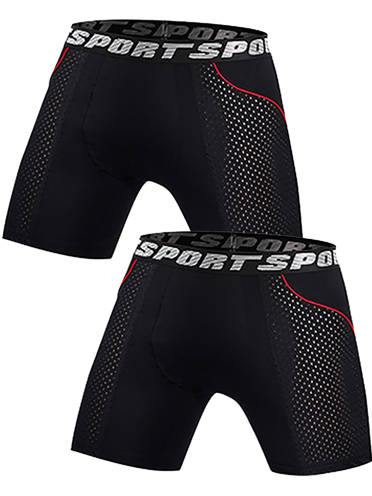 2 Pack Men's Sports Anti-friction Mesh Boxer Briefs | dmunderwear detail image 9