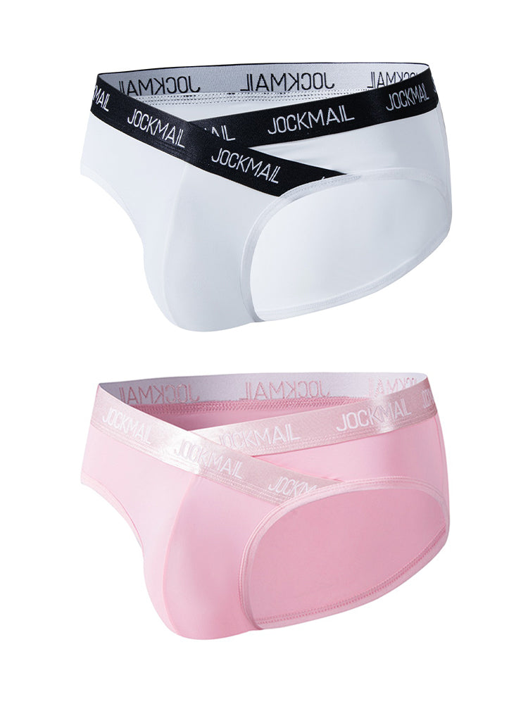 2 Pack Men's Sporty Letter Print Supportive Low-Rise Ice Silk Skin-Friendly Bikini | dmunderwear detail image 12