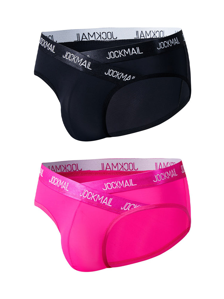 2 Pack Men's Sporty Letter Print Supportive Low-Rise Ice Silk Skin-Friendly Bikini | dmunderwear detail image 17
