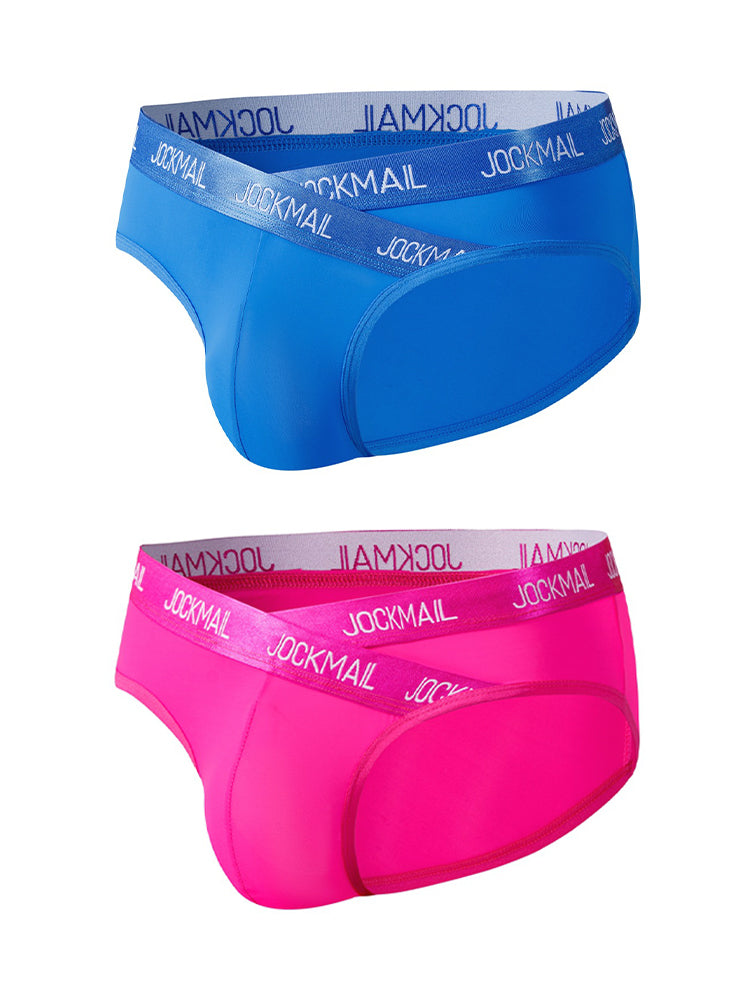 2 Pack Men's Sporty Letter Print Supportive Low-Rise Ice Silk Skin-Friendly Bikini | dmunderwear detail image 7