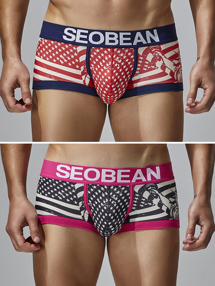 2 Pack Men's Statue of Liberty Print Comfortable and Breathable Trunks | dmunderwear detail image 12