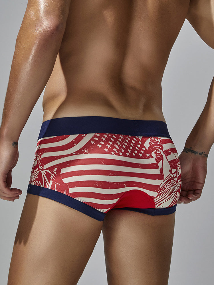 2 Pack Men's Statue of Liberty Print Comfortable and Breathable Trunks | dmunderwear detail image 15