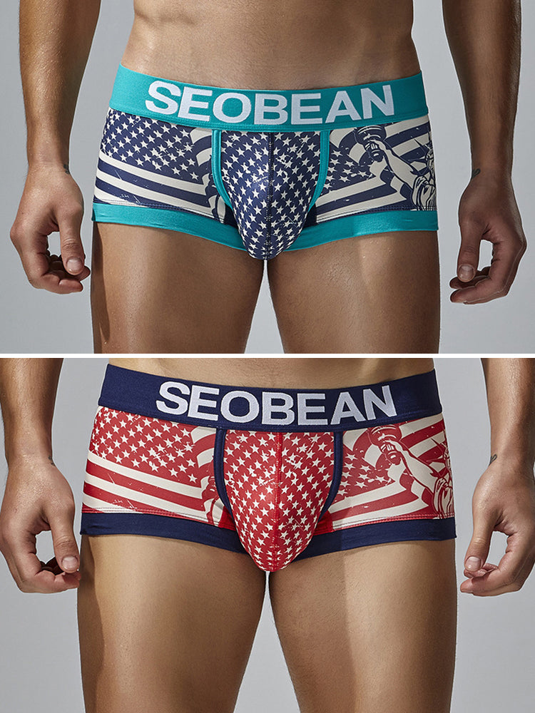 2 Pack Men's Statue of Liberty Print Comfortable and Breathable Trunks | dmunderwear detail image 2