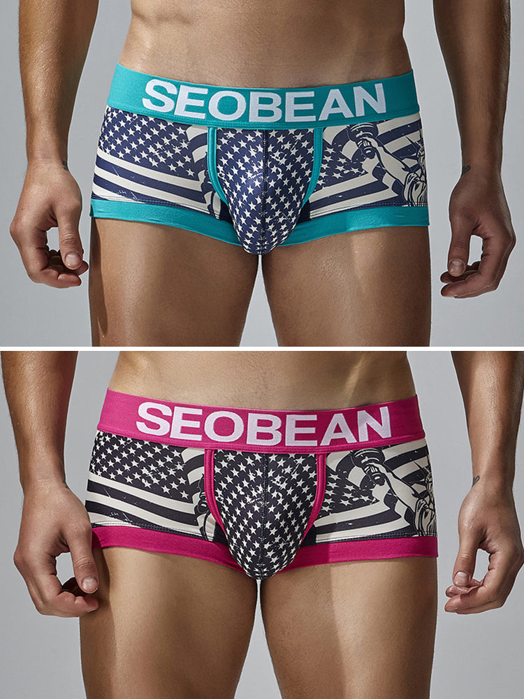 2 Pack Men's Statue of Liberty Print Comfortable and Breathable Trunks | dmunderwear detail image 7