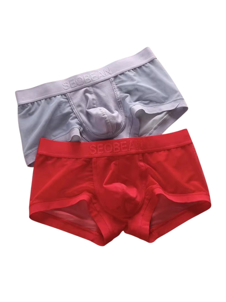 2 Pack Men's Stay-Put Fit Lightweight & Airy Solid Color Semi-Transparent Trunks | dmunderwear
