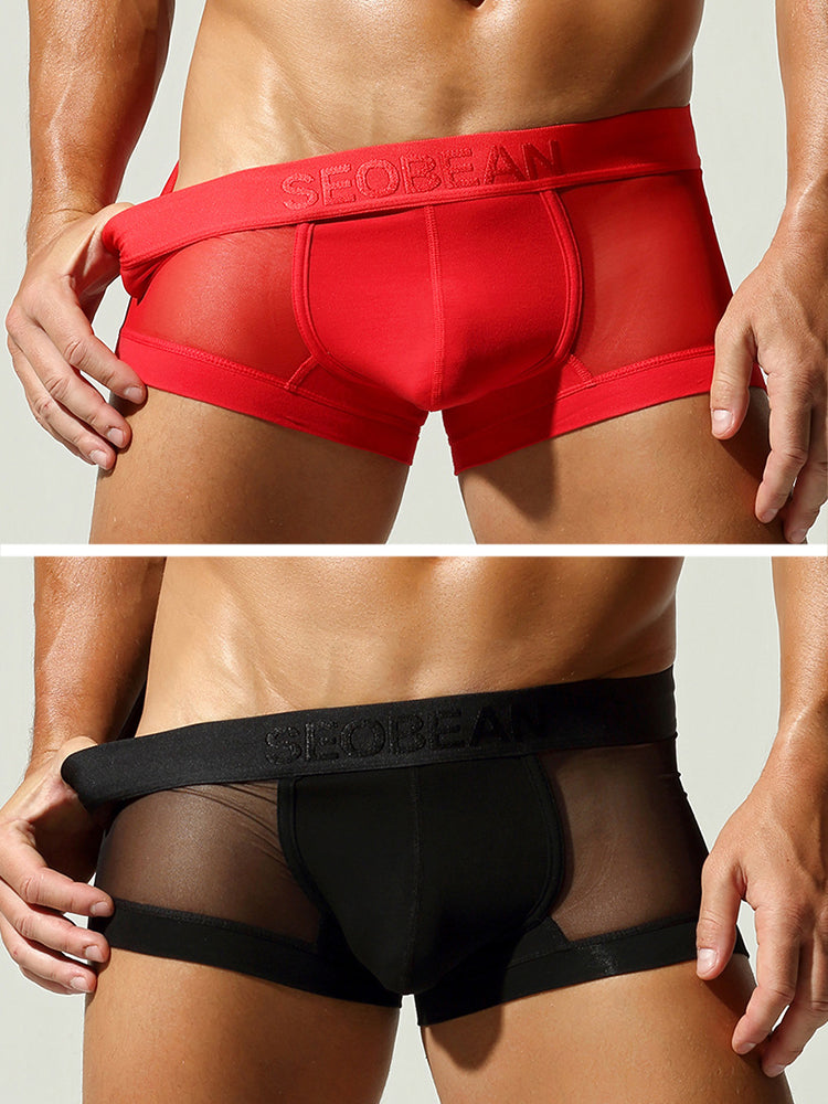 2 Pack Men's Stay-Put Fit Lightweight & Airy Solid Color Semi-Transparent Trunks | dmunderwear detail image 12
