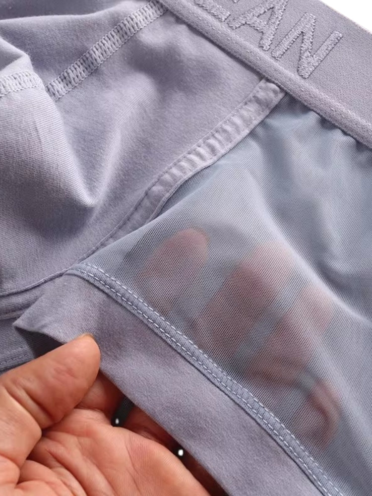 2 Pack Men's Stay-Put Fit Lightweight & Airy Solid Color Semi-Transparent Trunks | dmunderwear detail image 13