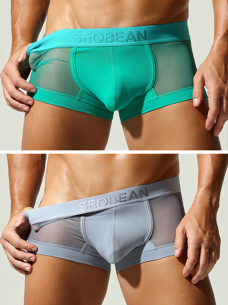 2 Pack Men's Stay-Put Fit Lightweight & Airy Solid Color Semi-Transparent Trunks | dmunderwear detail image 17