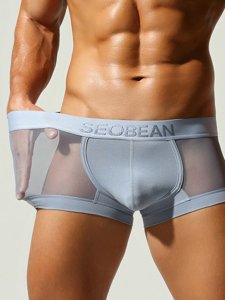 2 Pack Men's Stay-Put Fit Lightweight & Airy Solid Color Semi-Transparent Trunks | dmunderwear detail image 3