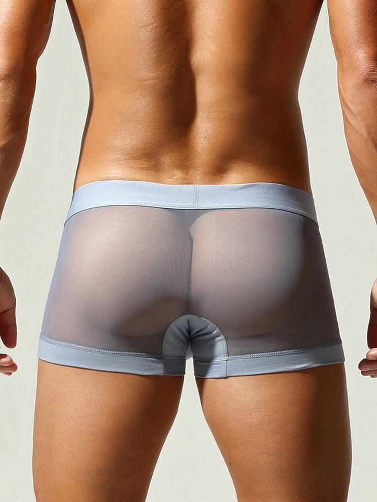 2 Pack Men's Stay-Put Fit Lightweight & Airy Solid Color Semi-Transparent Trunks | dmunderwear detail image 4