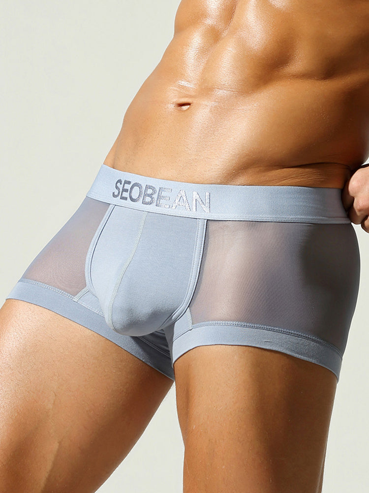 2 Pack Men's Stay-Put Fit Lightweight & Airy Solid Color Semi-Transparent Trunks | dmunderwear detail image 5