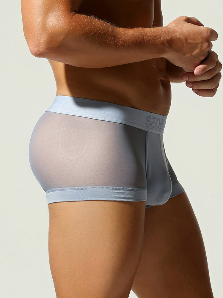 2 Pack Men's Stay-Put Fit Lightweight & Airy Solid Color Semi-Transparent Trunks | dmunderwear detail image 6