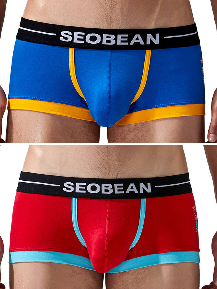 2 Pack Men's Stretch Cotton Breathable Colourway Contrast Trunks | dmunderwear detail image 12