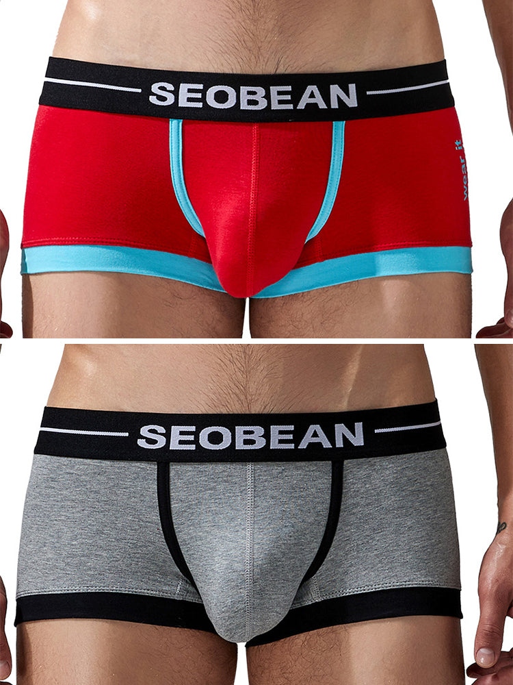 2 Pack Men's Stretch Cotton Breathable Colourway Contrast Trunks | dmunderwear detail image 2
