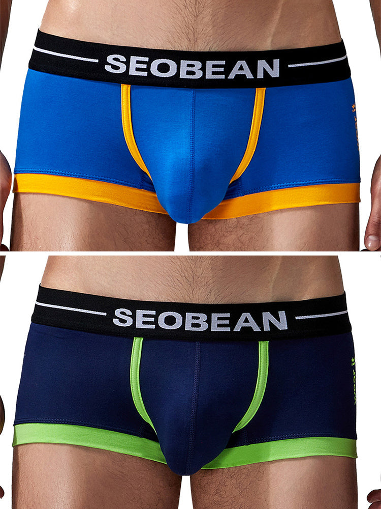 2 Pack Men's Stretch Cotton Breathable Colourway Contrast Trunks | dmunderwear detail image 7