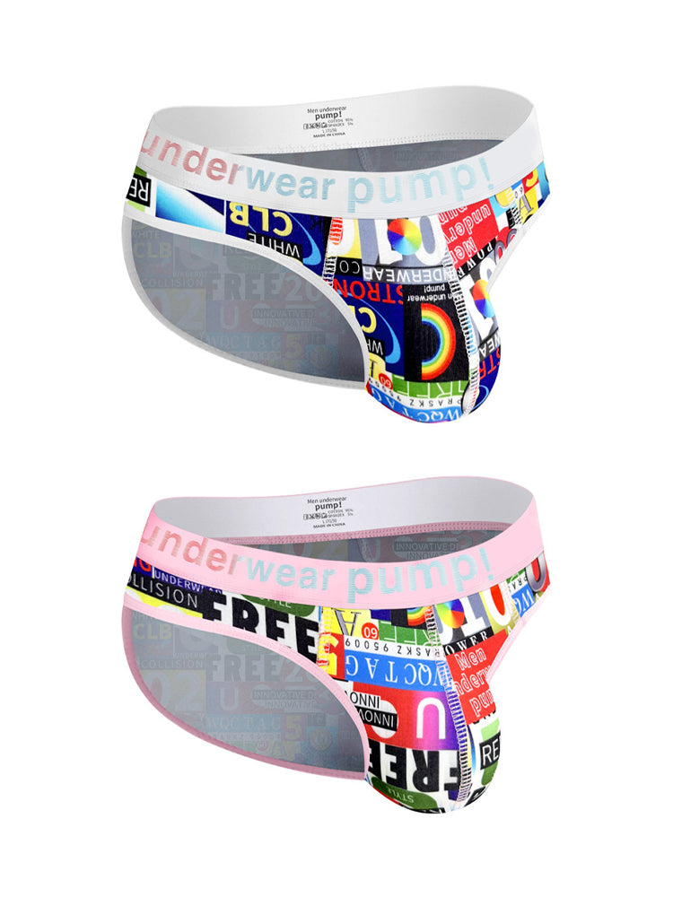 2 Pack Men's Stretch Fit Doodle Print Low-Rise Briefs | dmunderwear detail image 14