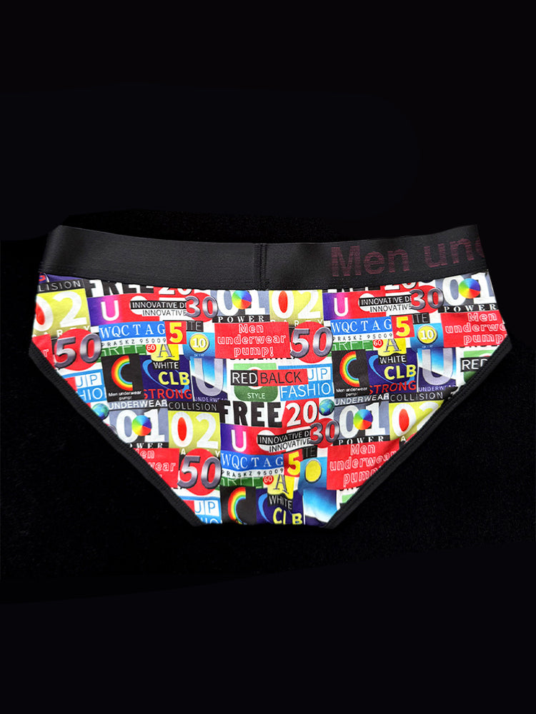 2 Pack Men's Stretch Fit Doodle Print Low-Rise Briefs | dmunderwear detail image 9