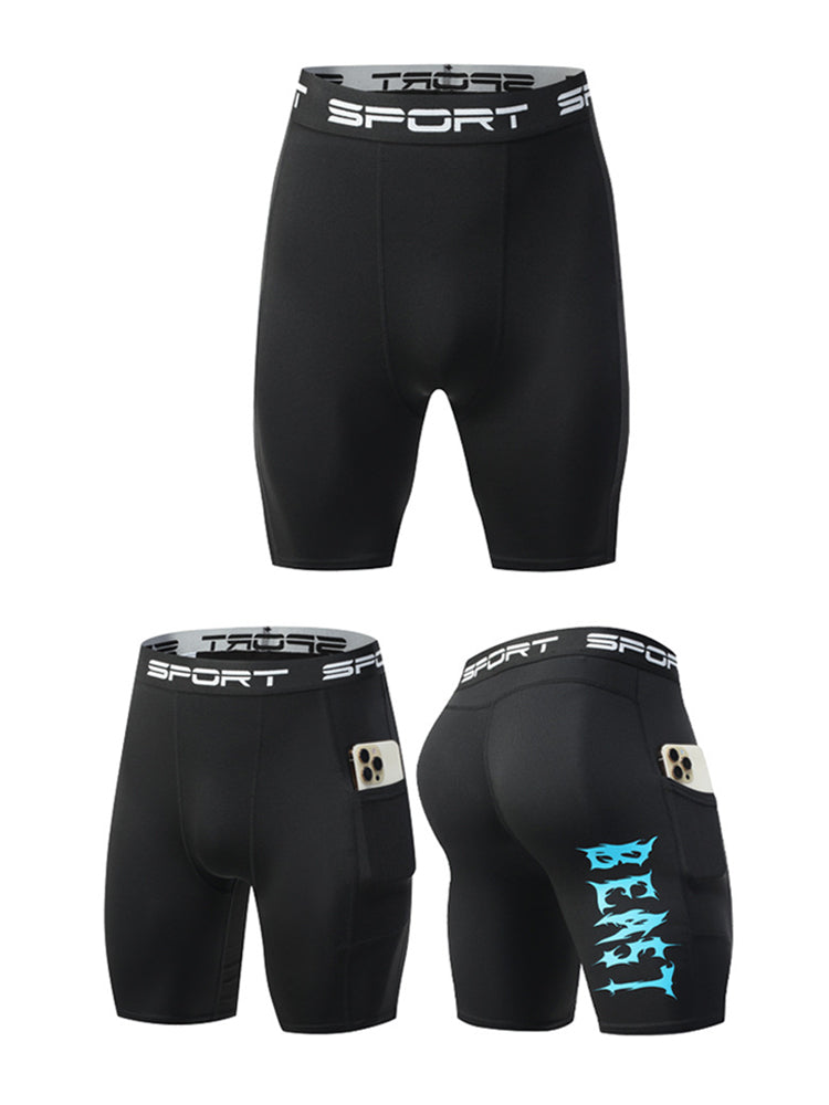 2 Pack Men's Stretch Fit Side Pocket Mid-Rise Breathable Activewear Tights | dmunderwear detail image 5