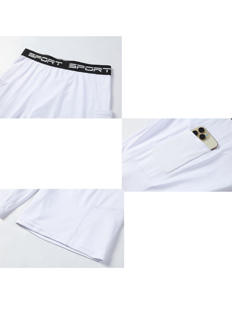 2 Pack Men's Stretch Fit Side Pocket Mid-Rise Breathable Activewear Tights | dmunderwear detail image 7