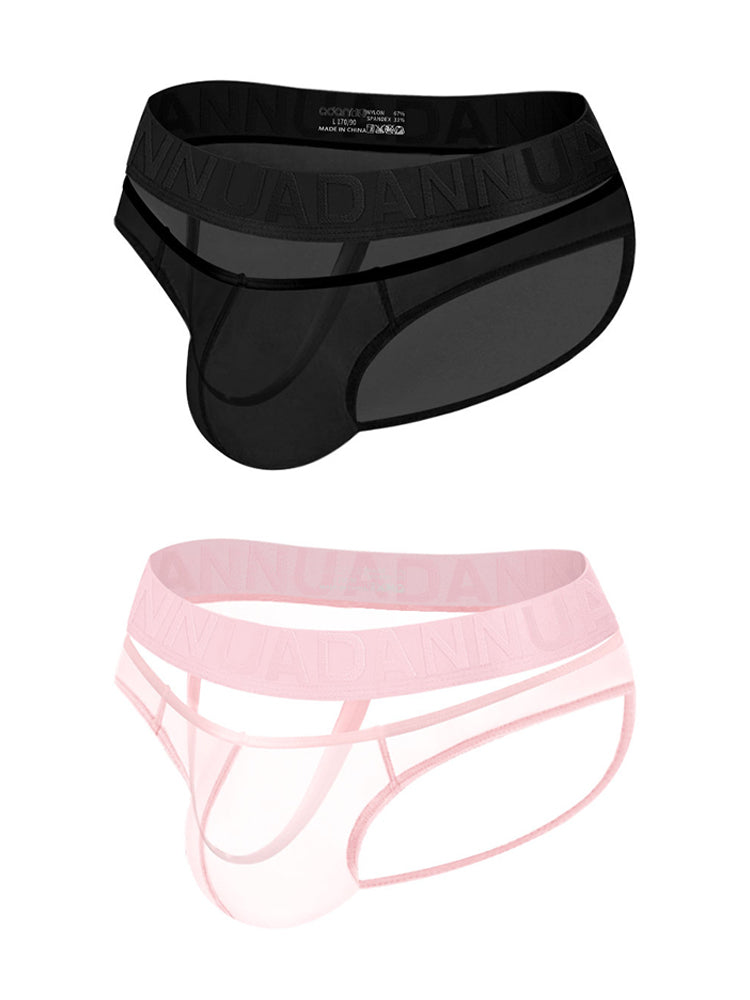 2 Pack Men's Stretch Solid Color Sexy Crotch Single-Layer Briefs | dmunderwear detail image 14