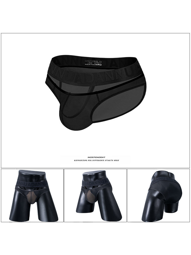 2 Pack Men's Stretch Solid Color Sexy Crotch Single-Layer Briefs | dmunderwear detail image 16