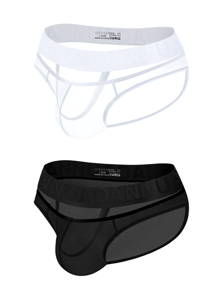 2 Pack Men's Stretch Solid Color Sexy Crotch Single-Layer Briefs | dmunderwear detail image 2