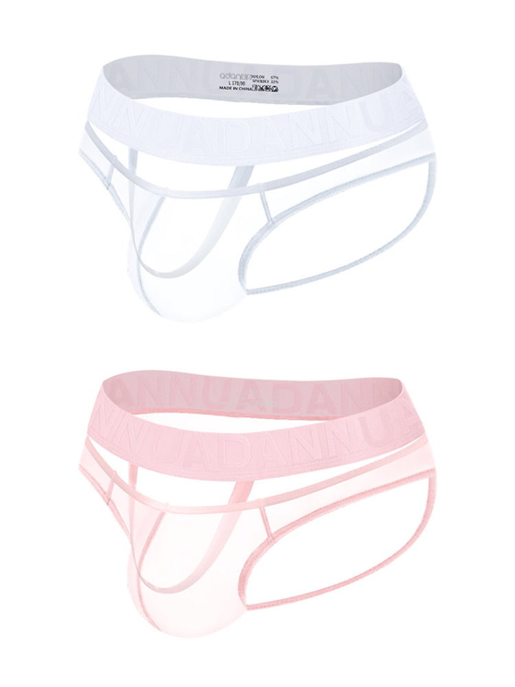 2 Pack Men's Stretch Solid Color Sexy Crotch Single-Layer Briefs | dmunderwear detail image 8