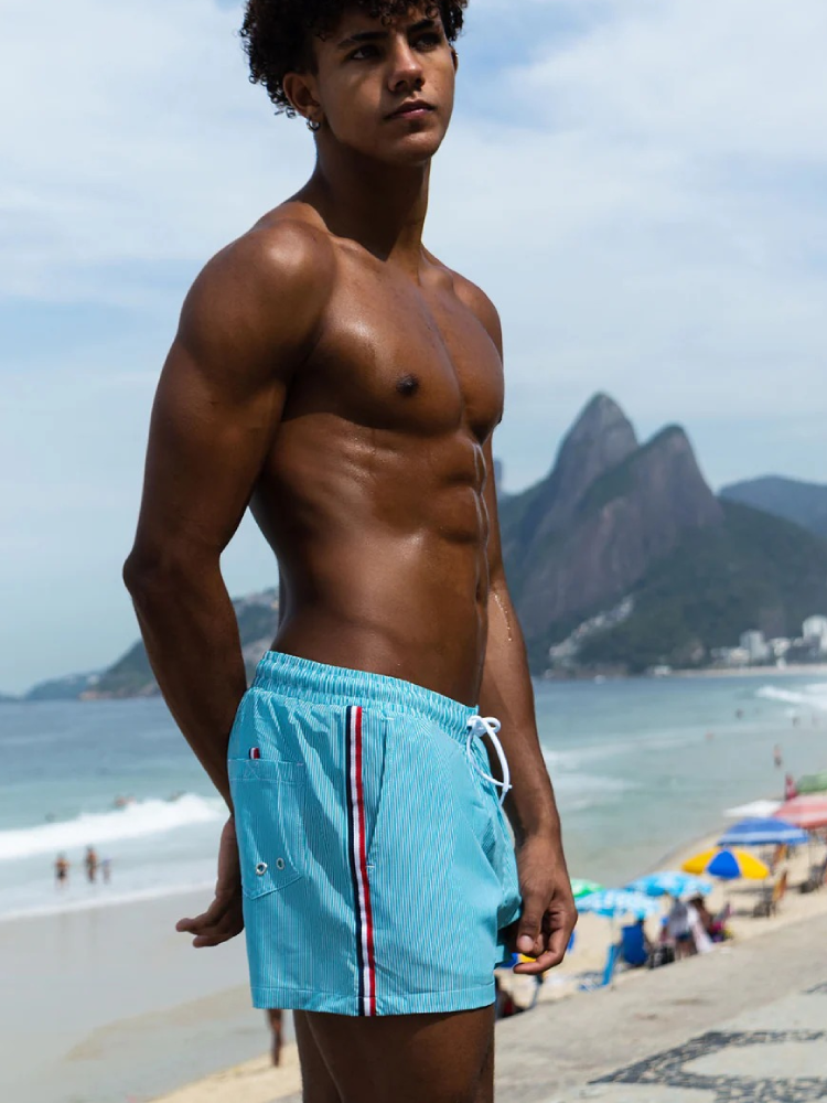 2-pack Men's Striped Double-layer Anti-embarrassment Beach Pants | dmunderwear