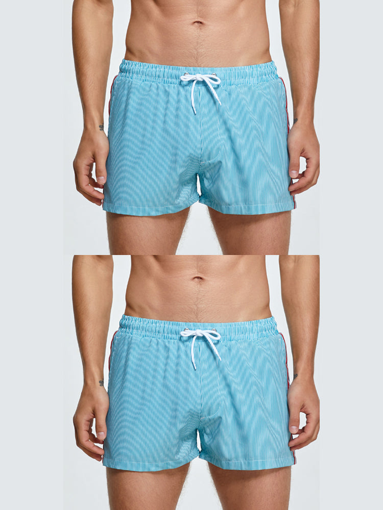 2-pack Men's Striped Double-layer Anti-embarrassment Beach Pants | dmunderwear detail image 14