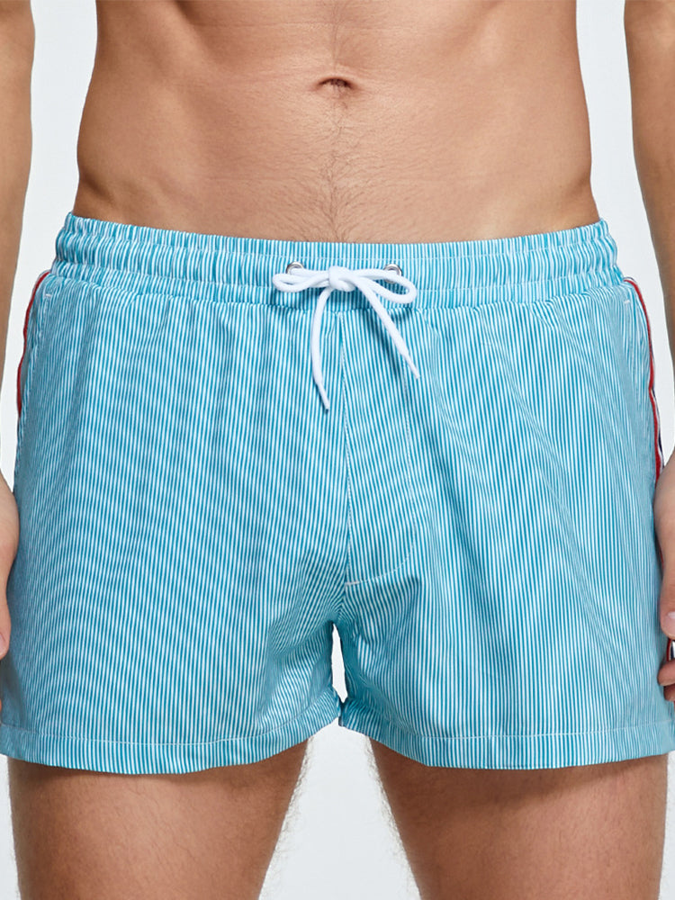 2-pack Men's Striped Double-layer Anti-embarrassment Beach Pants | dmunderwear detail image 5