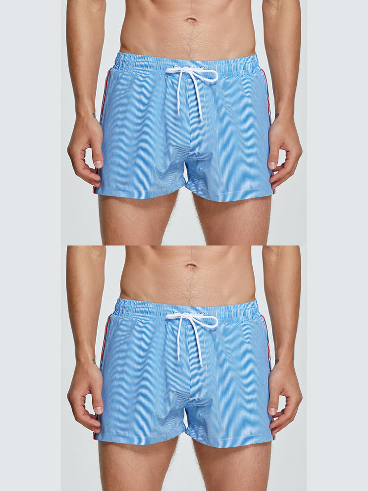 2-pack Men's Striped Double-layer Anti-embarrassment Beach Pants | dmunderwear detail image 8