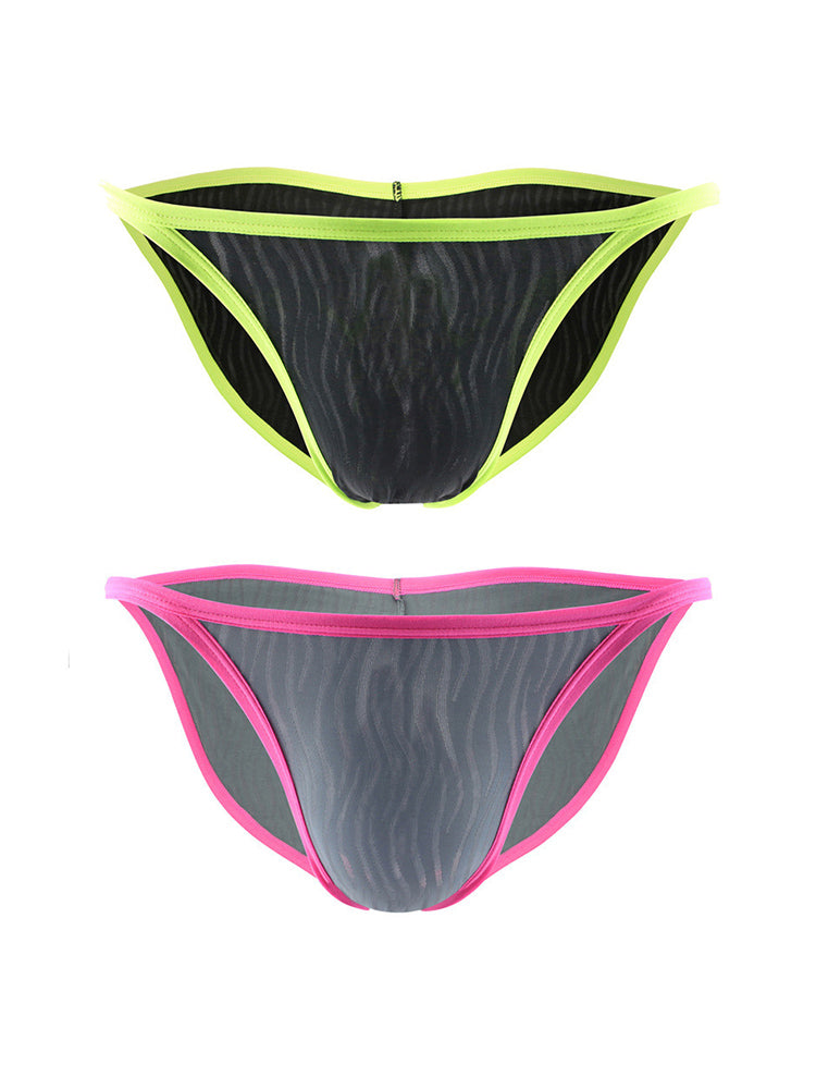 2 Pack Men's Striped Seamless Day-Long Comfort Breathable Bikinis | dmunderwear detail image 12