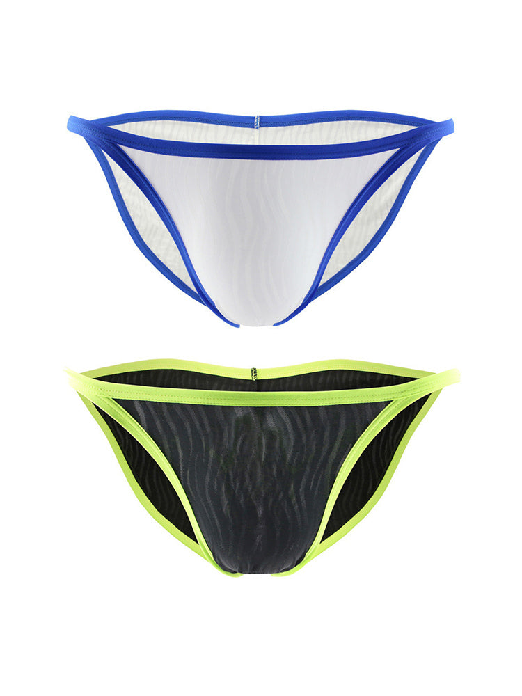 2 Pack Men's Striped Seamless Day-Long Comfort Breathable Bikinis | dmunderwear detail image 2