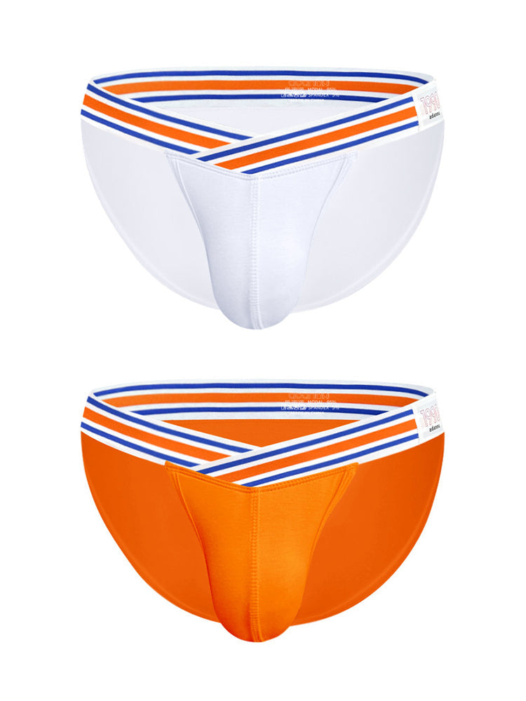 2-pack Men's Striped V-waist High-cut Briefs | dmunderwear detail image 2