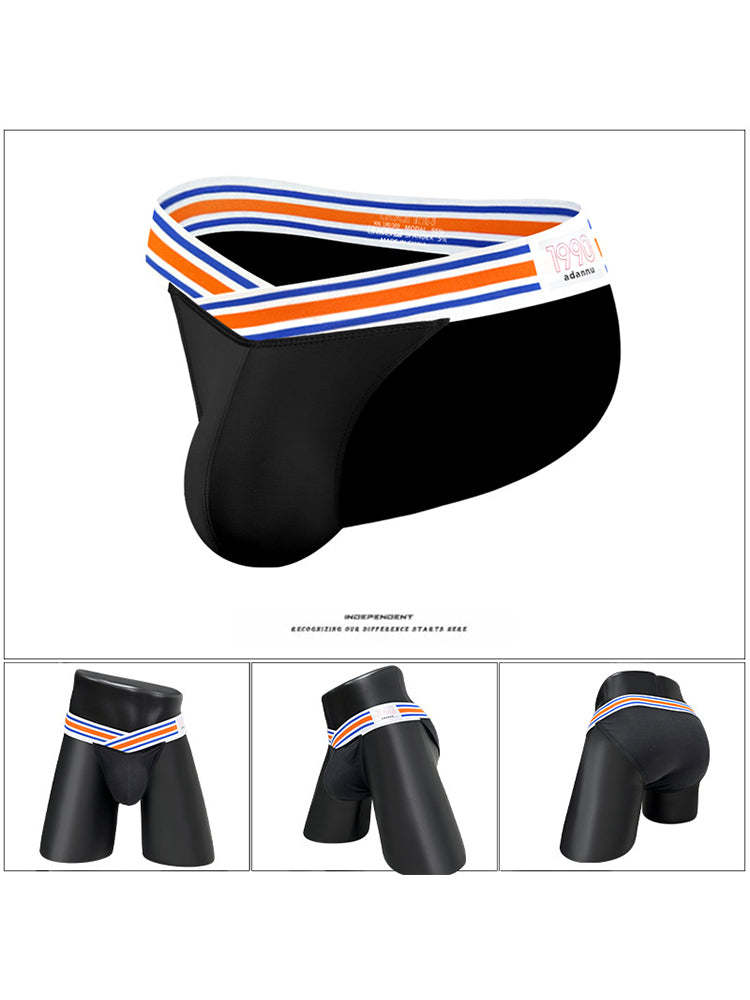 2-pack Men's Striped V-waist High-cut Briefs | dmunderwear detail image 4