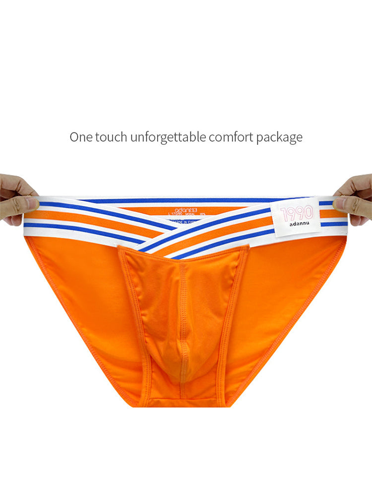 2-pack Men's Striped V-waist High-cut Briefs | dmunderwear detail image 5