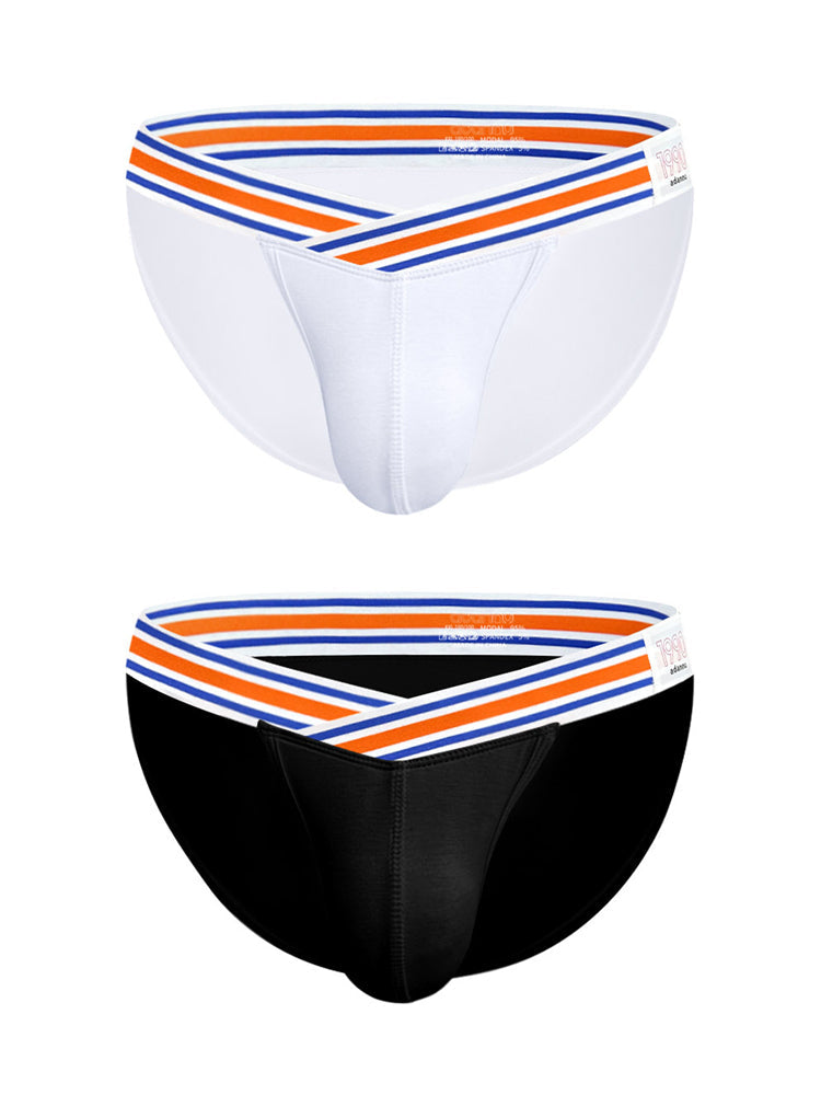 2-pack Men's Striped V-waist High-cut Briefs | dmunderwear detail image 8