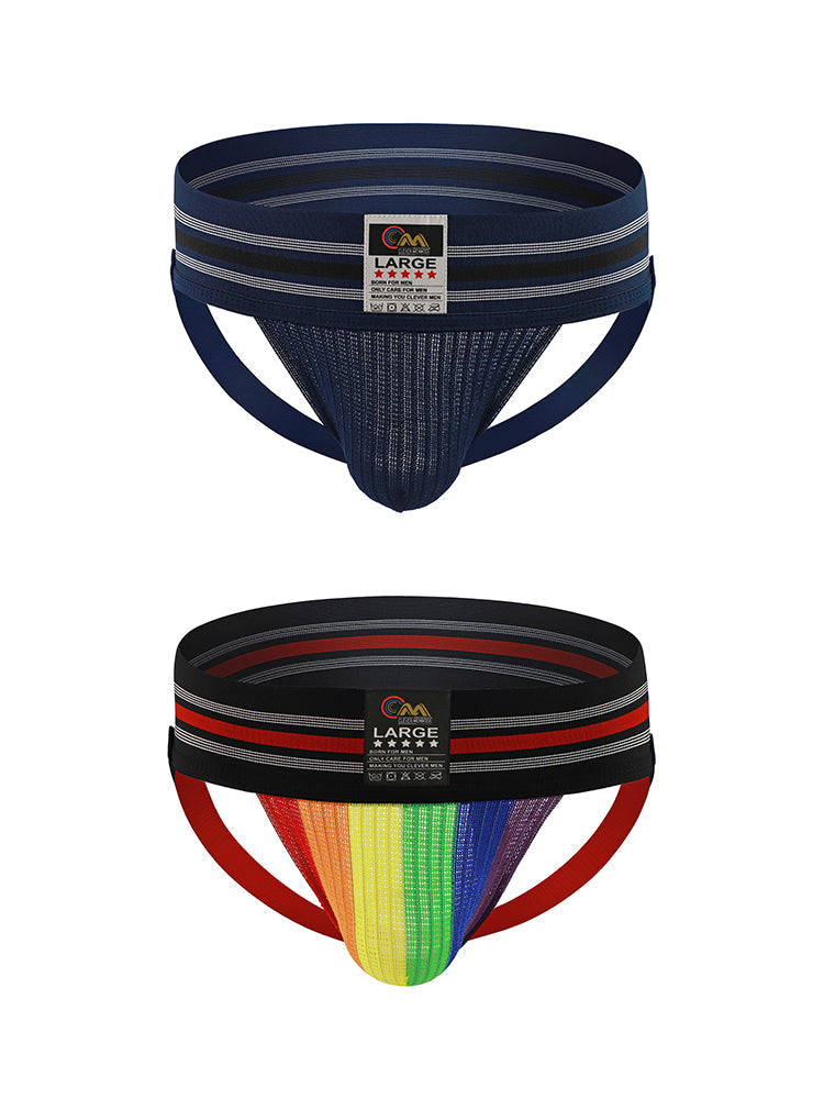 2 Pack Men's Supportive Fit Comfy Waistband Anti-Chafing Stretch Jockstrap | dmunderwear detail image 17