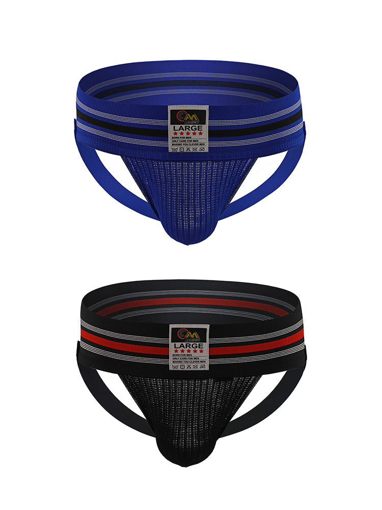 2 Pack Men's Supportive Fit Comfy Waistband Anti-Chafing Stretch Jockstrap | dmunderwear detail image 2