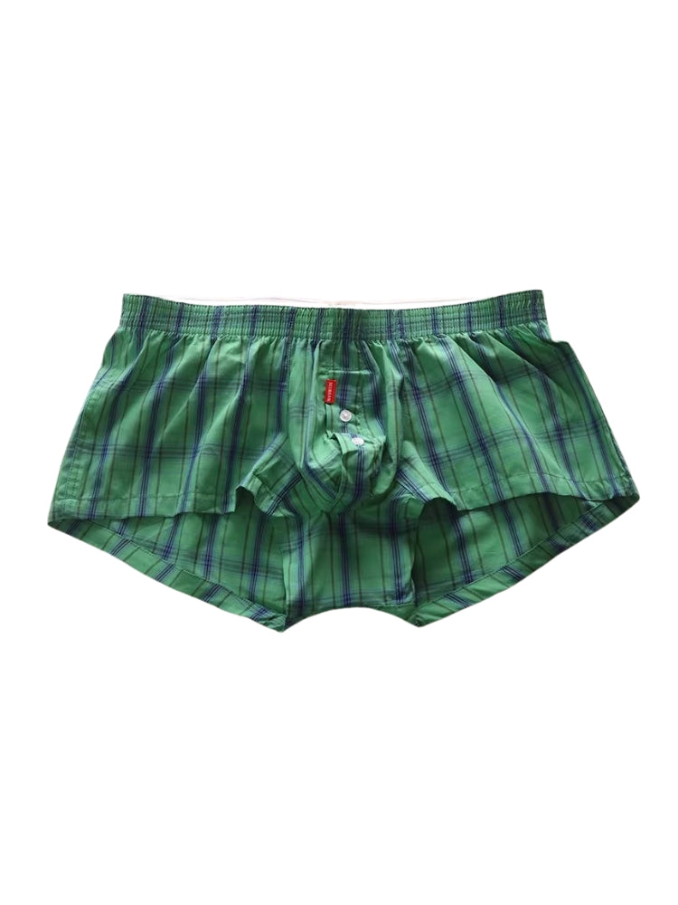 2 Pack Men's Cotton Plaid Boxers with 3D U-Pouch and Button Fly | dmunderwear detail image 10