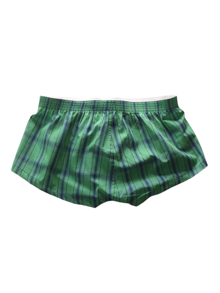 2 Pack Men's Cotton Plaid Boxers with 3D U-Pouch and Button Fly | dmunderwear detail image 11