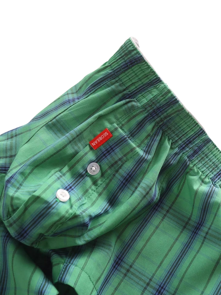 2 Pack Men's Cotton Plaid Boxers with 3D U-Pouch and Button Fly | dmunderwear detail image 18