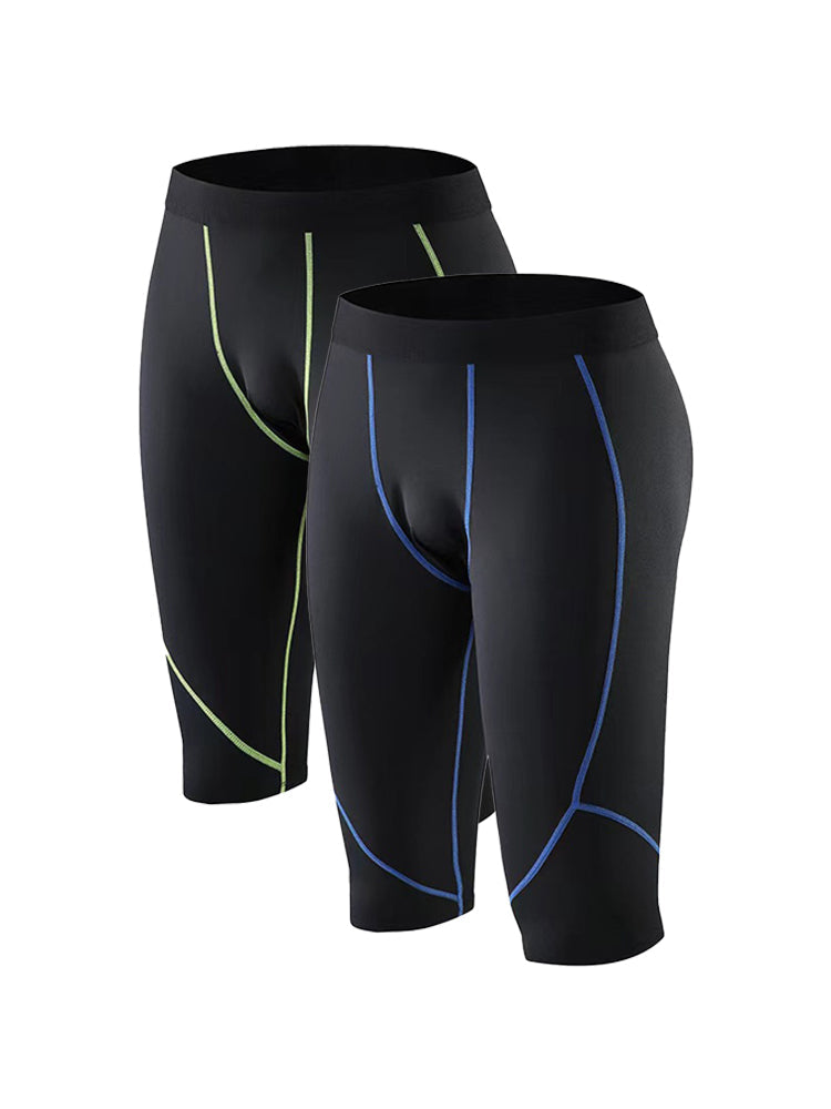 2 Pack Men's Sweat-Wicking Quick-Dry Muscle-Hugging Fit Activewear Tights | dmunderwear detail image 13