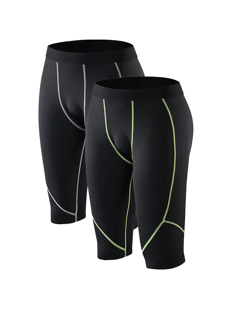 2 Pack Men's Sweat-Wicking Quick-Dry Muscle-Hugging Fit Activewear Tights | dmunderwear detail image 2