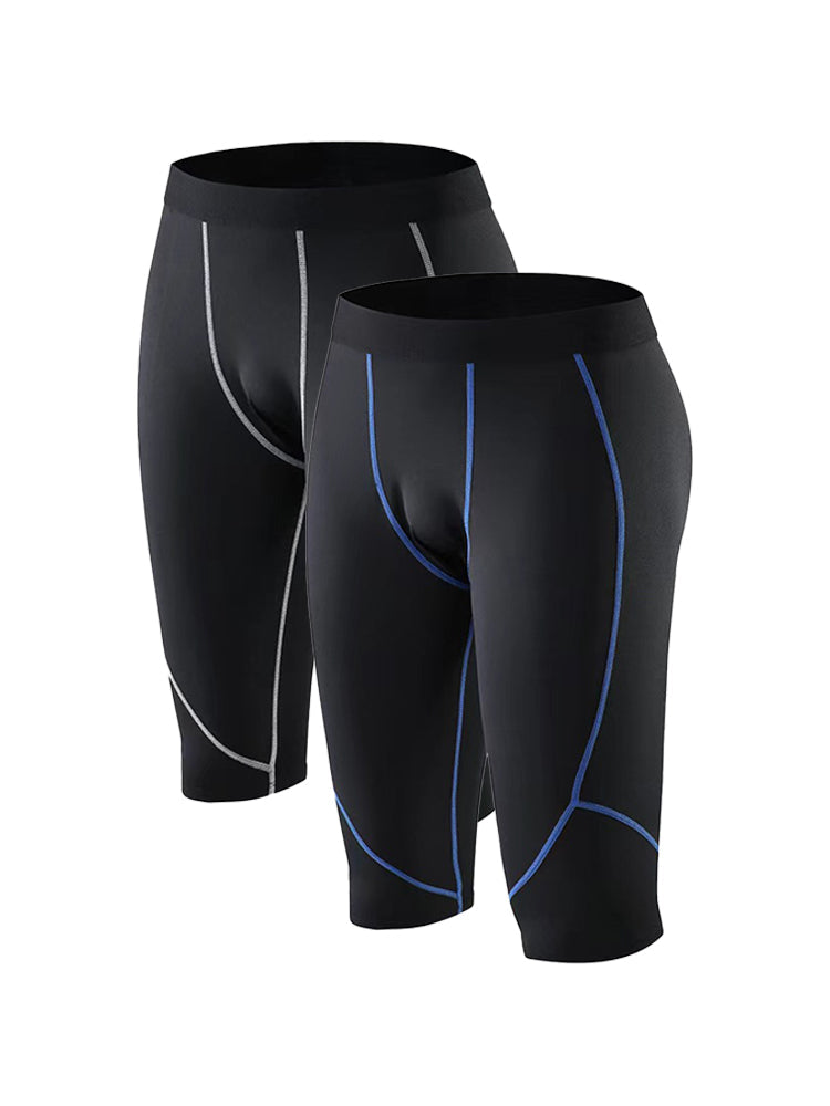 2 Pack Men's Sweat-Wicking Quick-Dry Muscle-Hugging Fit Activewear Tights | dmunderwear detail image 9