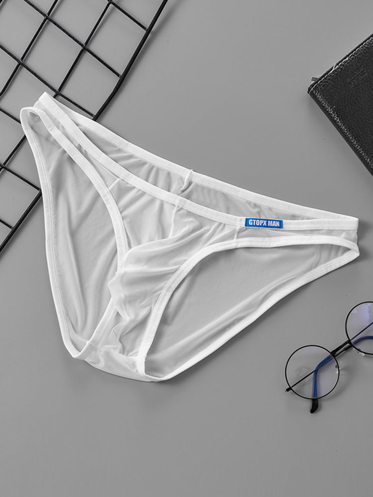 2 Pack Men's Thin Ice Silk Face Mask Fabric U-Convex Sexy Semi-Transparent Bikini | dmunderwear