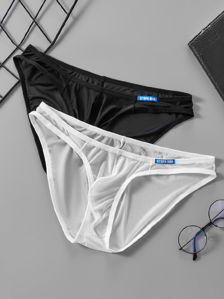 2 Pack Men's Thin Ice Silk Face Mask Fabric U-Convex Sexy Semi-Transparent Bikini | dmunderwear detail image 15