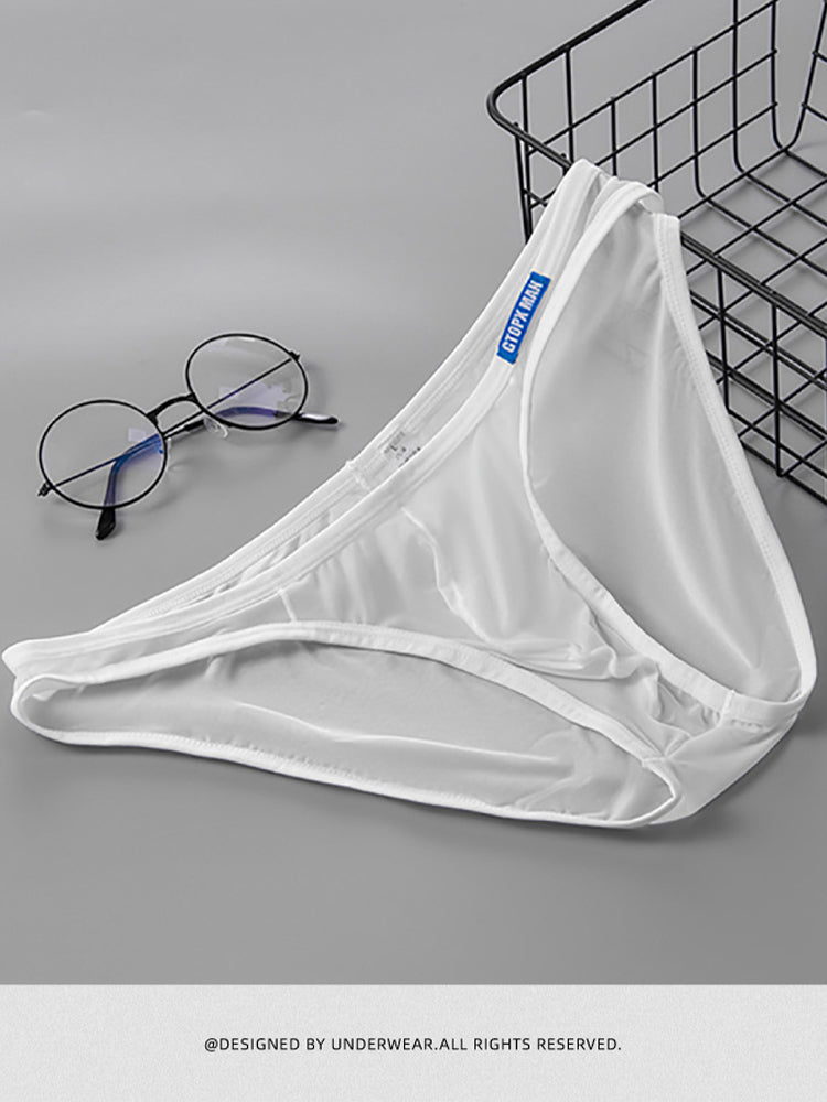 2 Pack Men's Thin Ice Silk Face Mask Fabric U-Convex Sexy Semi-Transparent Bikini | dmunderwear detail image 5